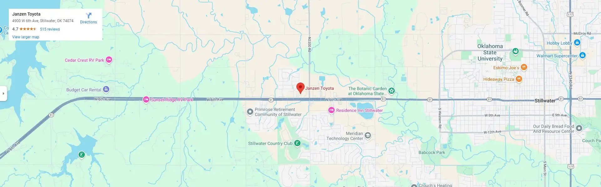 Janzen Toyota Homepage Map Image