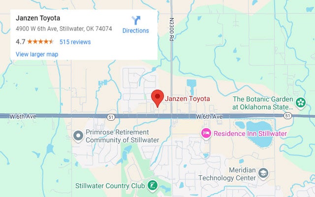 Janzen Toyota Homepage Map Image